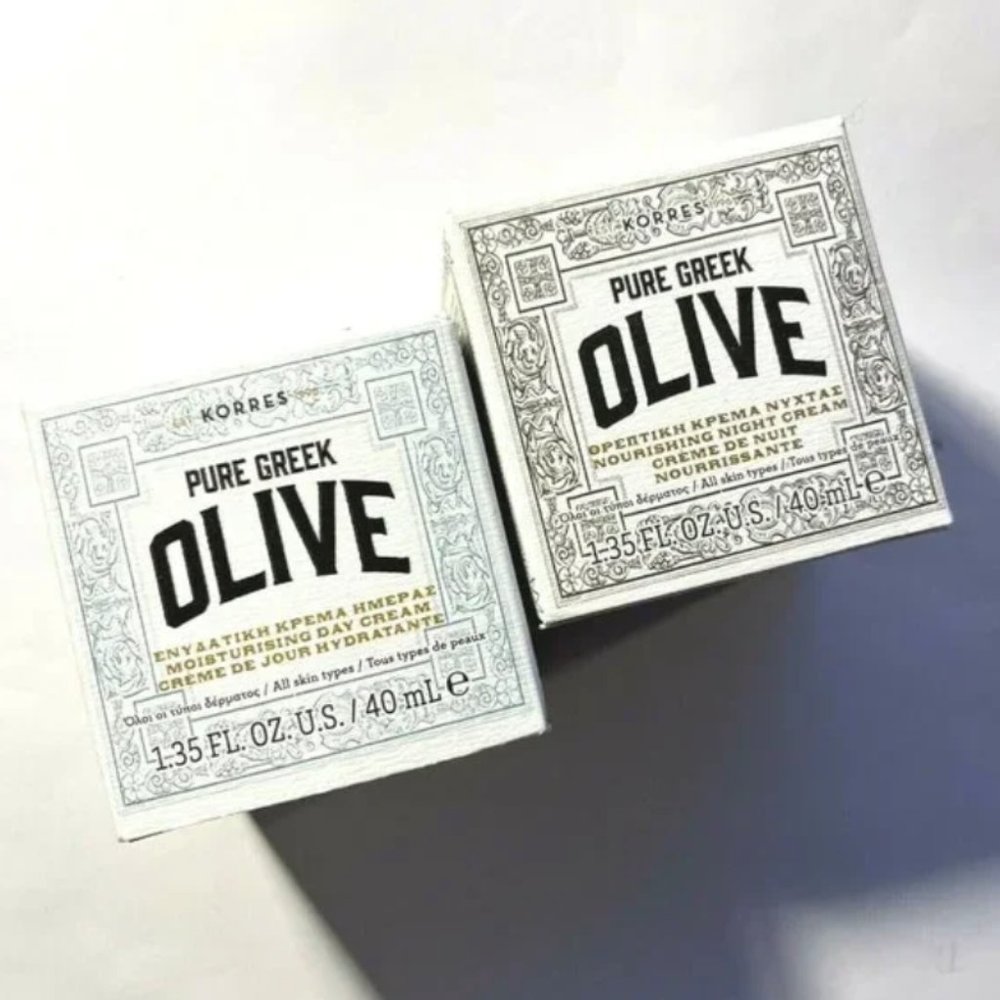 *NEW* Korres Pure Greek Olive Nourishing Day & Night Creams 40mL (Includes Both)